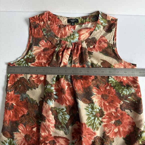 Talbots Womens Tank Top Petite Size 6 Silk Rusty Red Multi Floral Career Office - Picture 6 of 9